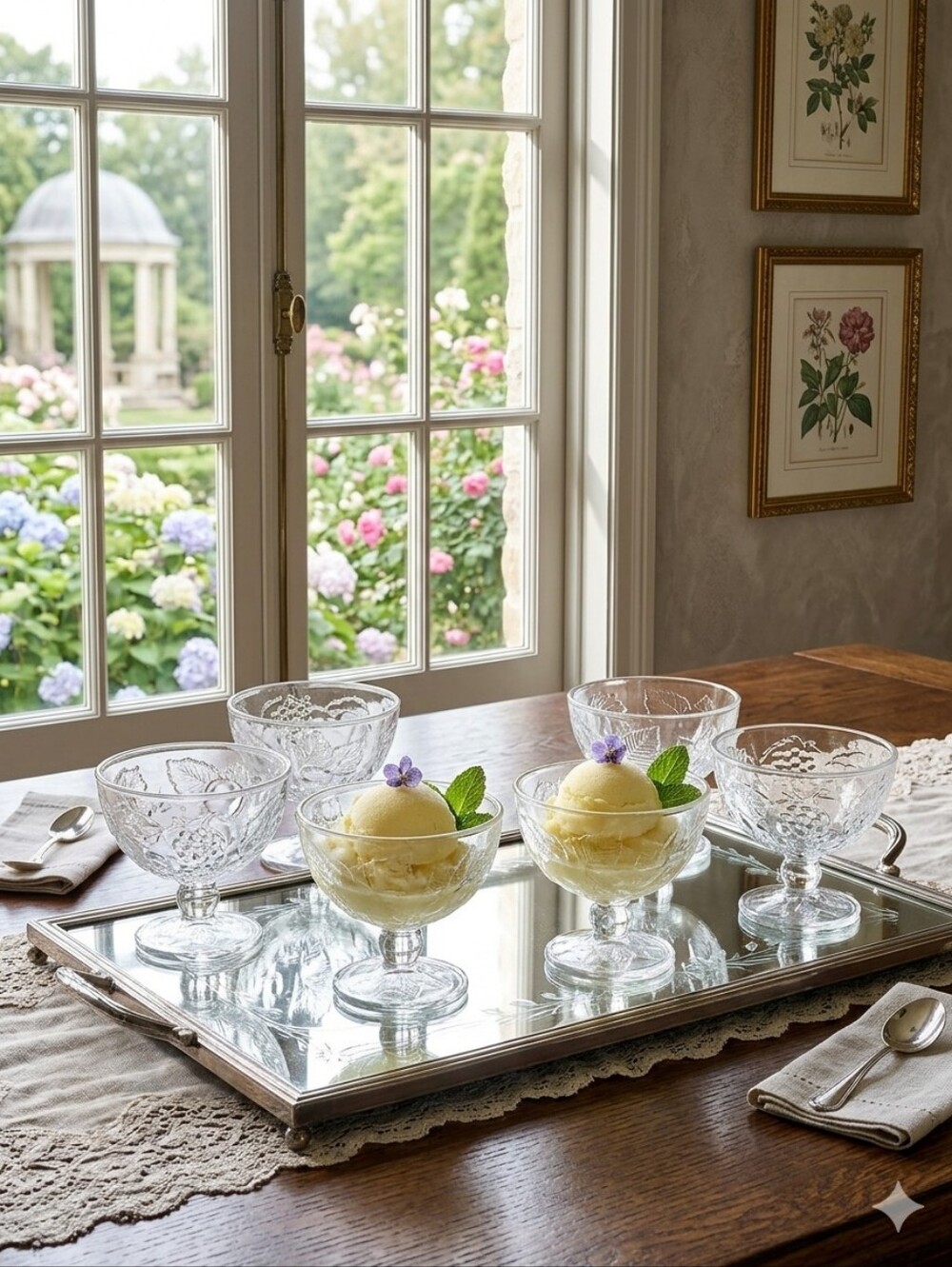 Clear Glass Dessert Bowls — Elegant Pressed Glass Set Of‎ 6
